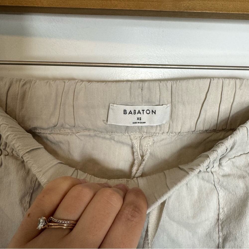 Aritzia Babaton Errol Pant Linen Blend Cream Crop Drawstring Pants Size XS - Picture 4 of 7